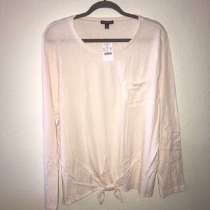 J. Crew Top Blush Pink Long Sleeve Tie Waist Tee Sz 2X BNWT
